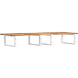  Zidna polica za umivaonik od čelika i masivnog bagremovog drva Smeđa 160 x 50 x 2 cm | Shoptok.si