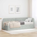 vidaXL Kotna postelja z vzmetnico Svetlo siva 80 x 200 cm Žamet | Shoptok.si