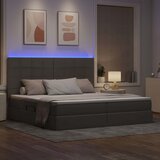  LED krevet za pohranu s madracem Sivosmeđa 200 x 200 cm Tkanina | shoptok.hr