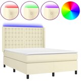  Krevet box spring s madracem LED krem 140x200cm od umjetne kože | shoptok.hr
