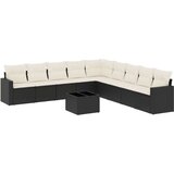  10-dijelni set vrtnih sofa s jastucima crni od poliratana | shoptok.hr