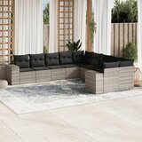 vidaXL 10-dijelni set vrtnih sofa poliratan s jastucima svijetlosivi | shoptok.hr