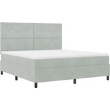 Box Spring postelja z vzmetnico svetlo siva super king žamet, (22052224) Cene