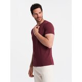 Ombre BASIC men's cotton classic tee shirt with a v-neck - maroon Cijene