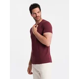 Ombre BASIC men's cotton classic tee shirt with a v-neck - maroon