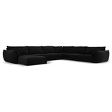 Mazzini Sofas Črna žametna kotna sedežna garnitura v obliki črke "U" (desni kot) Vanda – | Shoptok.si
