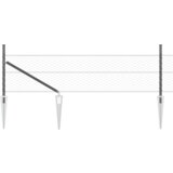 vidaXL Šesterokotna ograja Siva 0.8x50 m Jeklena, Ograjne palice s konico 13 kos Ø32 mm 100 cm Galvanizirano jeklo | Shoptok.si