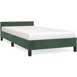 The Living Store Posteljni okvir z vzglavjem temno zelen 100x200 cm žamet - Posteljni Okvir Z Vzglavjem, (21492410) | Shoptok.si