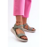 Kesi Women's comfortable Velcro sandals green Eladora Cene