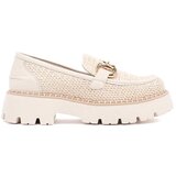 GOODIN Beige platform loafers with gold chain | Shoptok.si