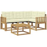 vidaXL Zunanja garnitura za sedenje z blazino 5 pcs Bela in krem, (5000282120) | Shoptok.si