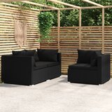 The Living Store Vrtna sedežna garnitura 3-delna z blazinami črn poli ratan - Vrtna Sedežna Garnitura, (21477806) | Shoptok.si