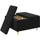 Shranjevalna tabureta z blazino Črna 80 x 80 x 45 cm Žamet, (5000208408) | Shoptok.si