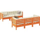 vidaXL 7-dijelni set vrtnih sofa s jastucima voštano smeđi od borovine Cijene