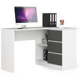 AKORD B16 Kotna Pisalna Miza, Desna Izvedba, Bela/Siva, (5000333001) | Shoptok.si