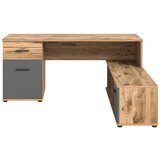 MID.YOU Kotna Pisalna Miza Mason, Barva Hrasta, Siva | Shoptok.si