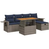  6-dijelni set vrtnih sofa poliratan i bagrem s jastucima sivi | shoptok.hr