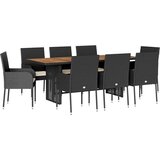  9-dijelni vrtni blagovaonski set s jastucima crni od poliratana | shoptok.hr
