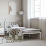vidaXL Metalni okvir za krevet s uzglavljem bijeli 107x203 cm | shoptok.hr