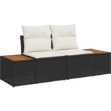 vidaXL 6-delni vrtni set kavčev z blazinami črn poli ratan akacija | Shoptok.si