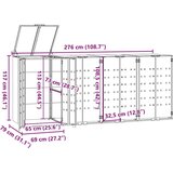 vidaXL Lopa za smetnjak za 4 smetnjake črna 276x79x117 cm jeklo | Shoptok.si