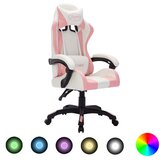 vidaXL Igraća stolica s RGB LED svjetlima roza i crna od umjetne kože cijene