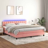  box spring s madracem LED ružičasti 180x200cm baršunasti | shoptok.hr