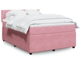 vidaXL Box spring postelja z vzmetnico roza 140x200 cm žamet | Shoptok.si