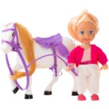 Mini lutka za igru s konjem i sedlom - bijelo/ljubičasti | shoptok.hr