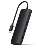 Satechi Aluminium USB-C Hybrid Multiport Adapter, s prostorom za shranjevanje SSD, HDMI 4K, 2 x USB-A 3.1 Gen 2 do 10 Gbps, črn | Shoptok.si
