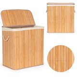 ModernHome košara za rublje od bambusa 150l s 3 pretinca i poklopcem | shoptok.hr