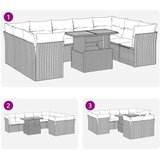  10-dijelni set vrtnih sofa s jastucima crni od poliratana Slike