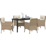 vidaXL Set od 5 komada vrtnih stolova s jastučićima bež poli ratan | shoptok.hr