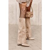 FB2 Women's Boots With Rolled Shaft On Heel Beige Kaithena | shoptok.hr