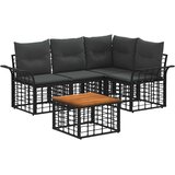 vidaXL Set vanjskih sofa 5 kom. Crna i tamno siva Poliester - Crna i tamno siva sa stolom | shoptok.hr
