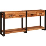 vidaXL Konzolni Stol 2 s ladicama s policom s pohranom 2 pcs Smeđa 160 x 33 x 75 cm | shoptok.hr