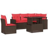 vidaXL 6-delni vrtni komplet sedežnih garnitur z blazinami rjav poli ratan, (5000334815) | Shoptok.si