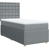 vidaXL Box spring postelja z vzmetnico svetlo siva 90x200 cm blago | Shoptok.si