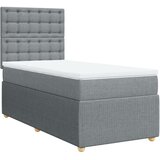 vidaXL Okvir kreveta s oprugama i madrac svjetlosivi 90x200cm tkanina | shoptok.hr