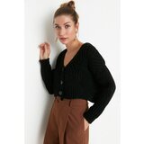 Trendyol Black Crop Knitwear Cardigan Cene