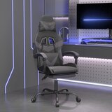  Igraća stolica od umjetne kože s osloncem za noge Crna i siva | shoptok.hr