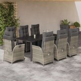vidaXL 9-dijelni vrtni blagovaonski set od poliratana s jastucima sivi | shoptok.hr