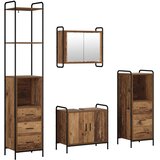  Set ormarića za kupaonicu 4 kom. Staro drvo 40 x 36 x 200 5 cm - Staro drvo Ormarić ispod sudopera (2 vrata) + viseći ormarić + | shoptok.hr