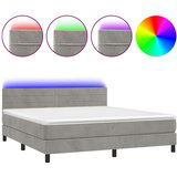  Box spring postelja z vzmetnico LED svetlo siva 180x200cm žamet, (20901000) | Shoptok.si