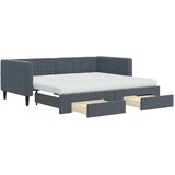  Dnevni krevet s pomoćnim ležajem i ladicama tamno sivi 90x190 cm baršun | Eponuda.com