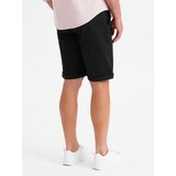 Ombre Classic men's chino shorts with rolled up leg - black | Shoptok.si