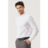 ALTINYILDIZ CLASSICS Men's White Slim Fit Slim Fit Buttoned Collar Patterned Shirt Cene