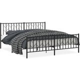 Furnova Kovinski posteljni okvir z vzglavjem in vznožjem črn 183x213 cm, (21940707) | Shoptok.si
