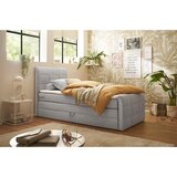 MID.YOU POSTELJA BOXSPRING 100 cm x 200 cm , tekstil, leseni material svetlo siva | Shoptok.si