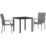 vidaXL Vrtni set za objed 3 pcs Siva Poli ratan | shoptok.hr